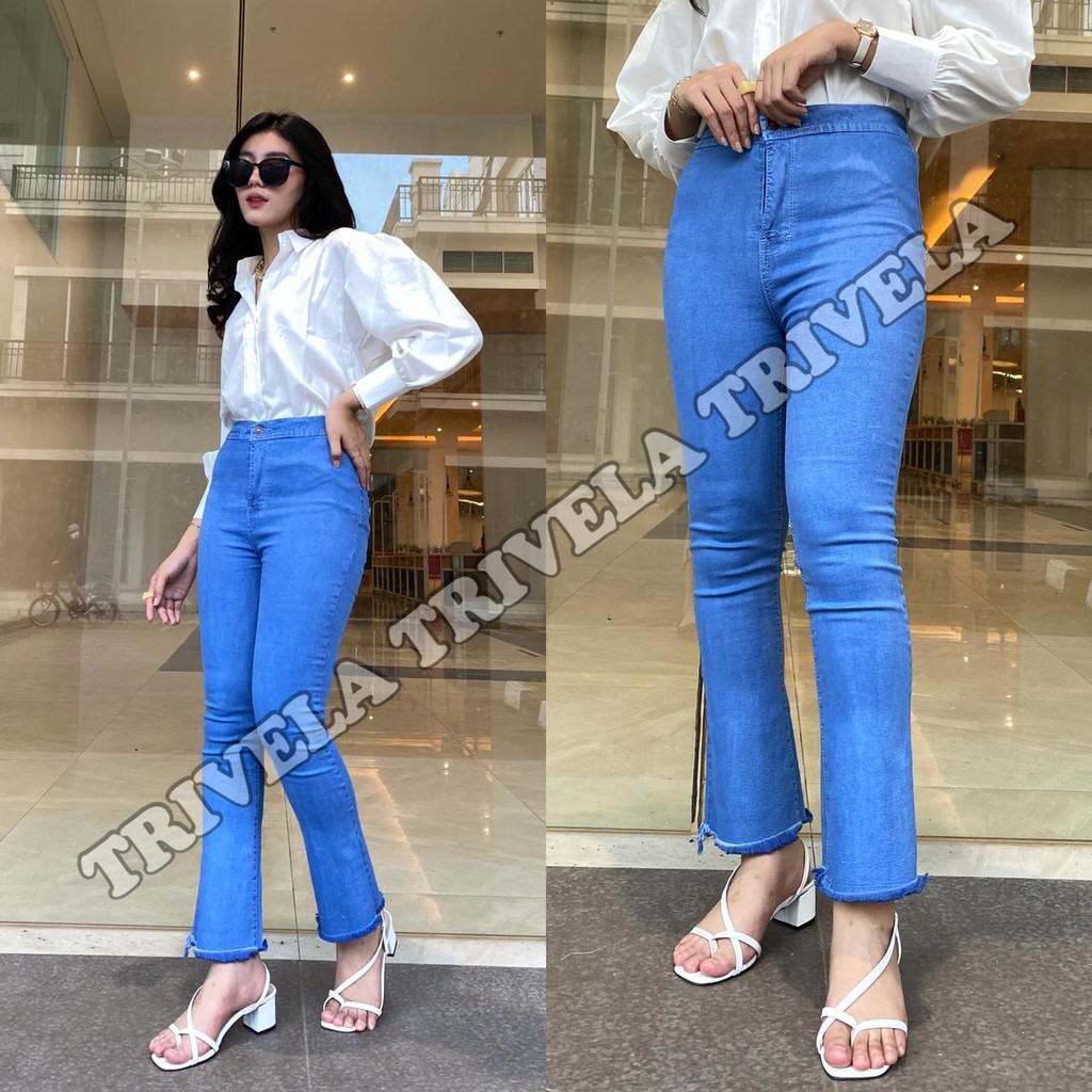 HIGHWAIST JEANS CUTBRAY SNOW RAWIS / CELANA JEANS WANITA CUTBRAY