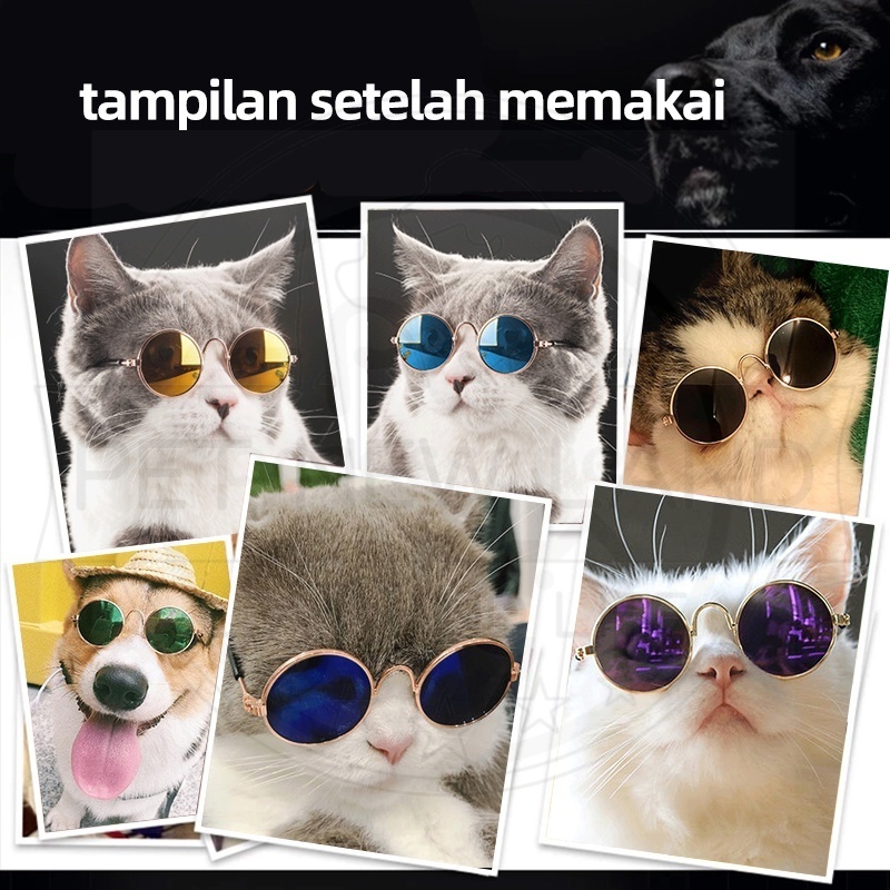 Kacamata Hitam Kucing Anjing Lucu untuk Properti Foto Aksesoris Hewan Peliharaan