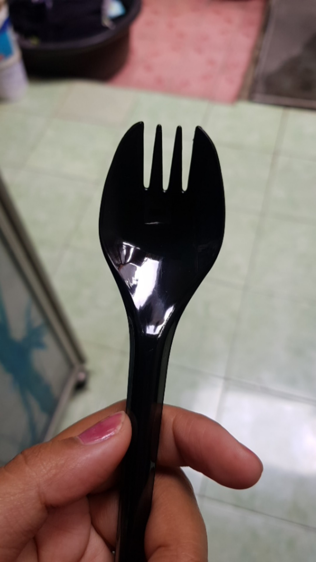 3000pcs Sendok Garpu 2in1 Hitam Bening Garpu Makan Sendok 2in1 Plastik  Fim Dus Gojek Grosir