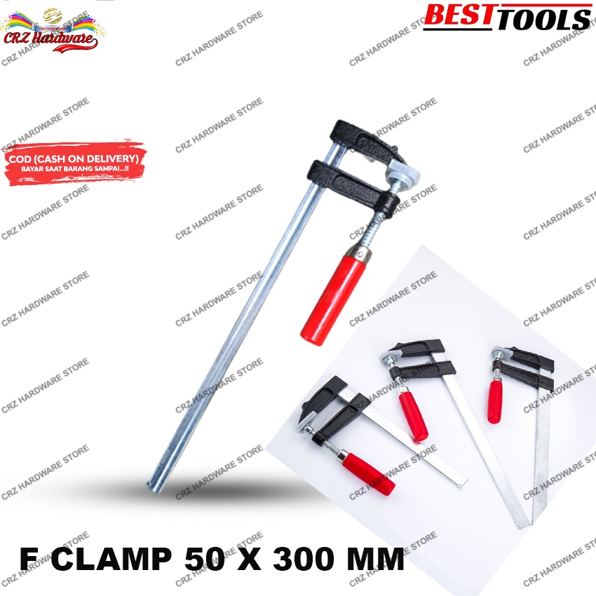 F CLAMP KLEM F CLAMP 50X300 mm Catok Klem Penjepit Kayu Besi