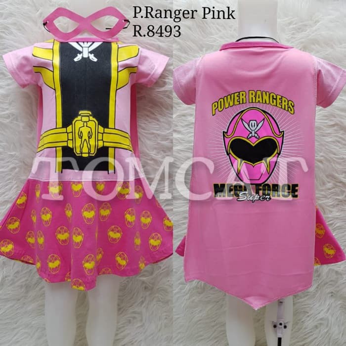 Dress Kostum Anak Cewek Power Rangers Pink Mega Force