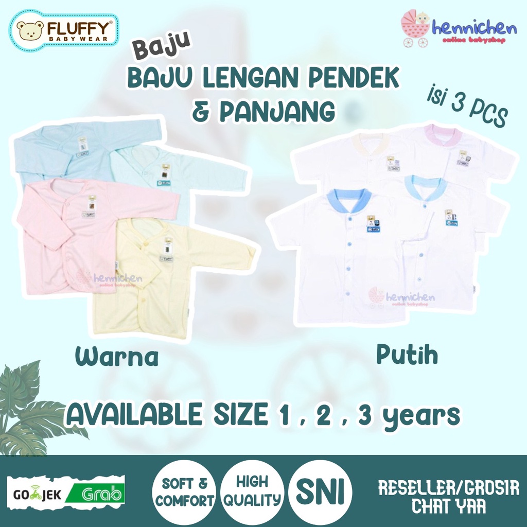 3 PCS FLUFFY BAJU PENDEK BAJU PANJANG ATASAN ANAK KANCING DEPAN BDX BJX ISI 3 PCS