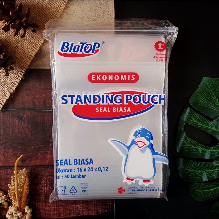 Standing Pouch 16x24 STP Single Seal / Kemasan Plastik Berdiri Klip Tebal Isi 50 - Seal Biasa