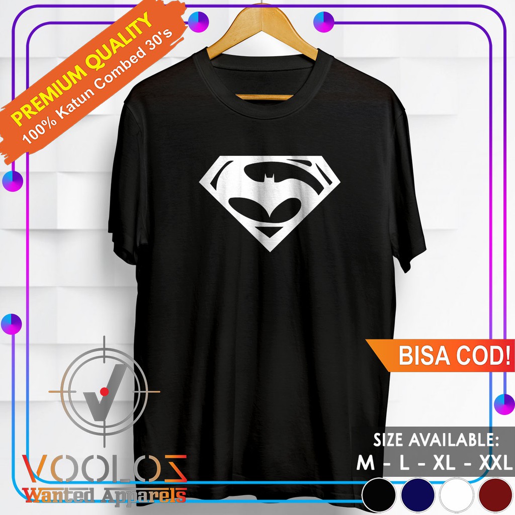 Kaos Superhero Batman Superman Baju Distro Pria Branded Original Cowok Kekinian Batman Superman