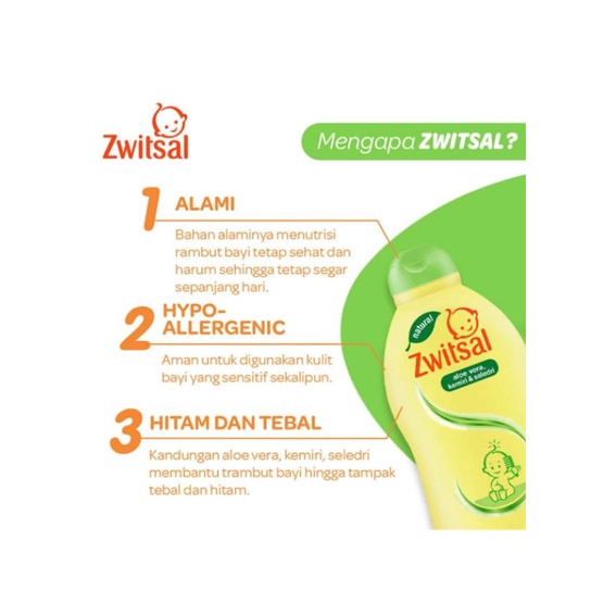 ZWITSAL Natural Baby Hair Lotion Aloe Vera, Kemiri &amp; Seledri 100ml Twin Pack