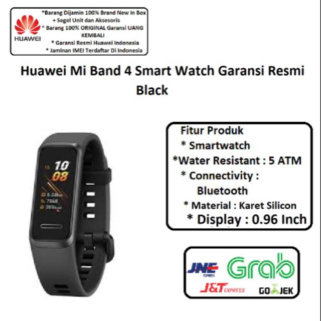 Huawei Mi Band 4 Smart Watch Garansi Resmi - Black