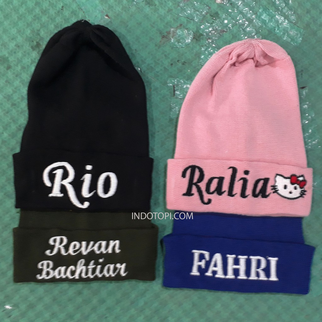 Kupluk CUSTOM request nama logo  sendiri Buat nama anak atau dewasa spandex