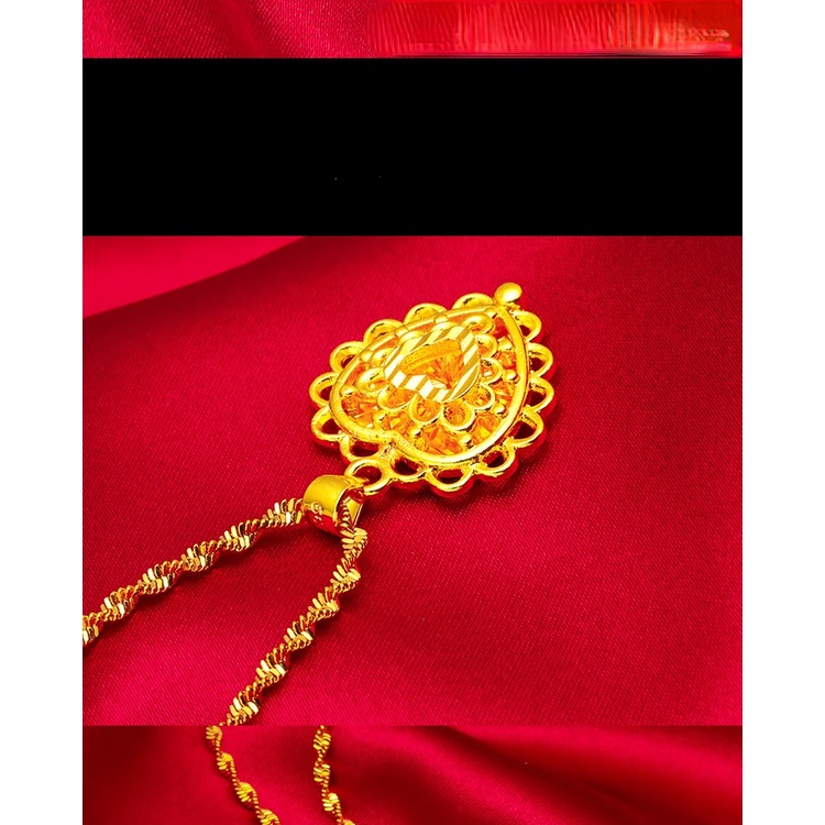 Kalung Lapis Emas Emas Asli Kadar 375Dengan Liontin Bentuk Tetesan Air Model Hollow Gaya Korea Untuk Wanita