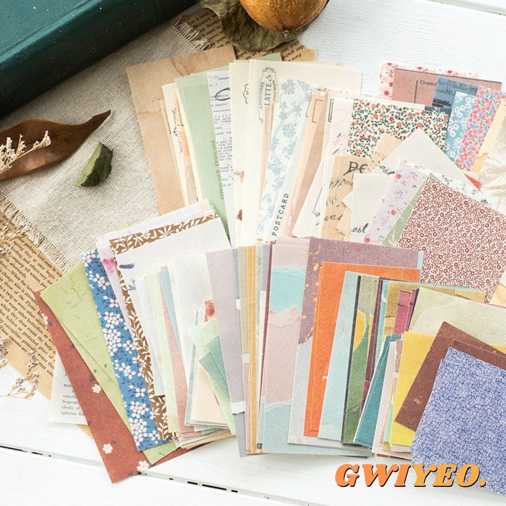 

60 Lembar Kertas Vintage Scrapbook Dekor Journal Jurnal DIY