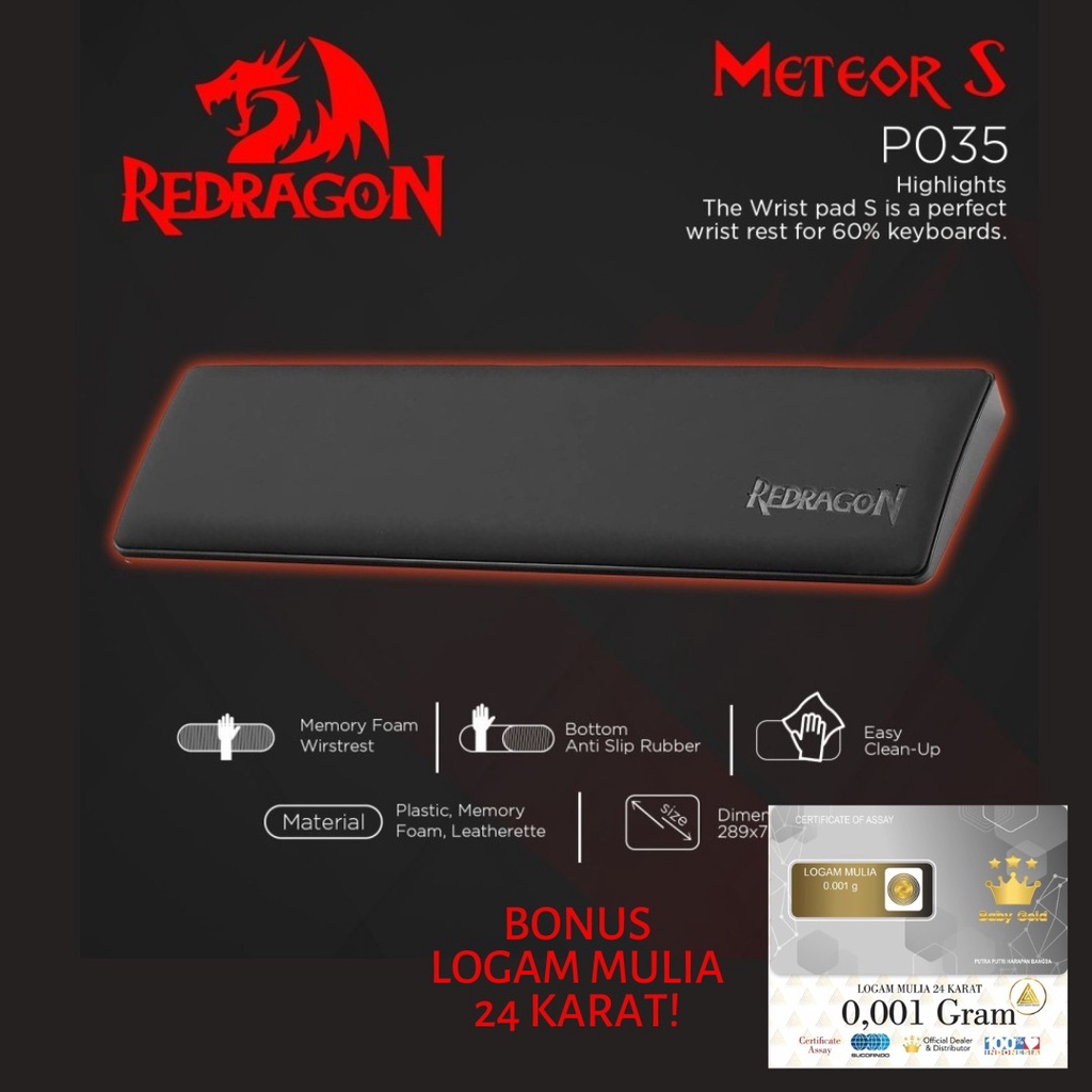 Wrist Pad Redragon Gaming Wrist Pad 60% Keyboard METEOR S - P035