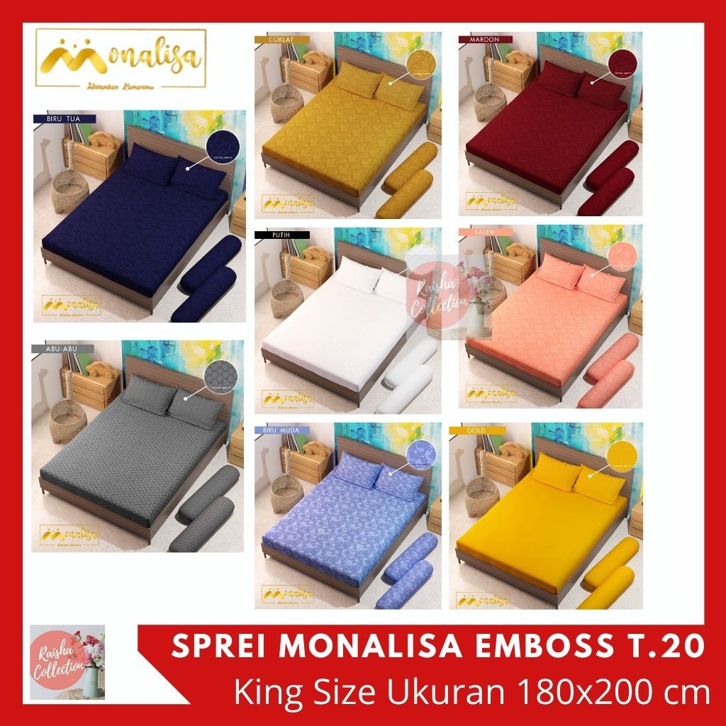 Rc Sprei Monalisa Emboss King 180x200 Cm T. 20 Free Merah Putih Sport Tidak Berlabel