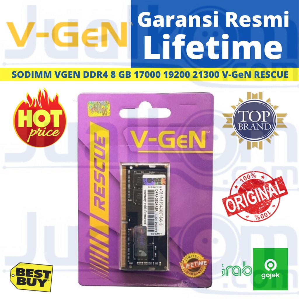 V-GEN SODIMM  DDR4 8GB V GEN PC 17000 19200 21300 VGEN RESCUE