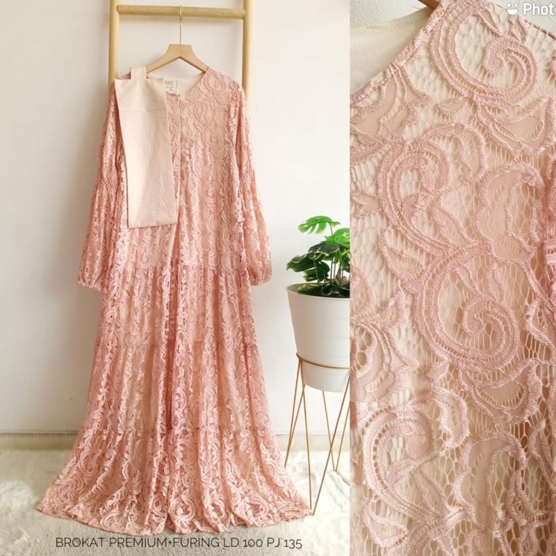 MAXI DRESS BROKAT PREMIUM - MAXI DRESS BROKAT WANITA - DRESS WANITA BROKAT - GAMIS BROKAT MURAH TERB