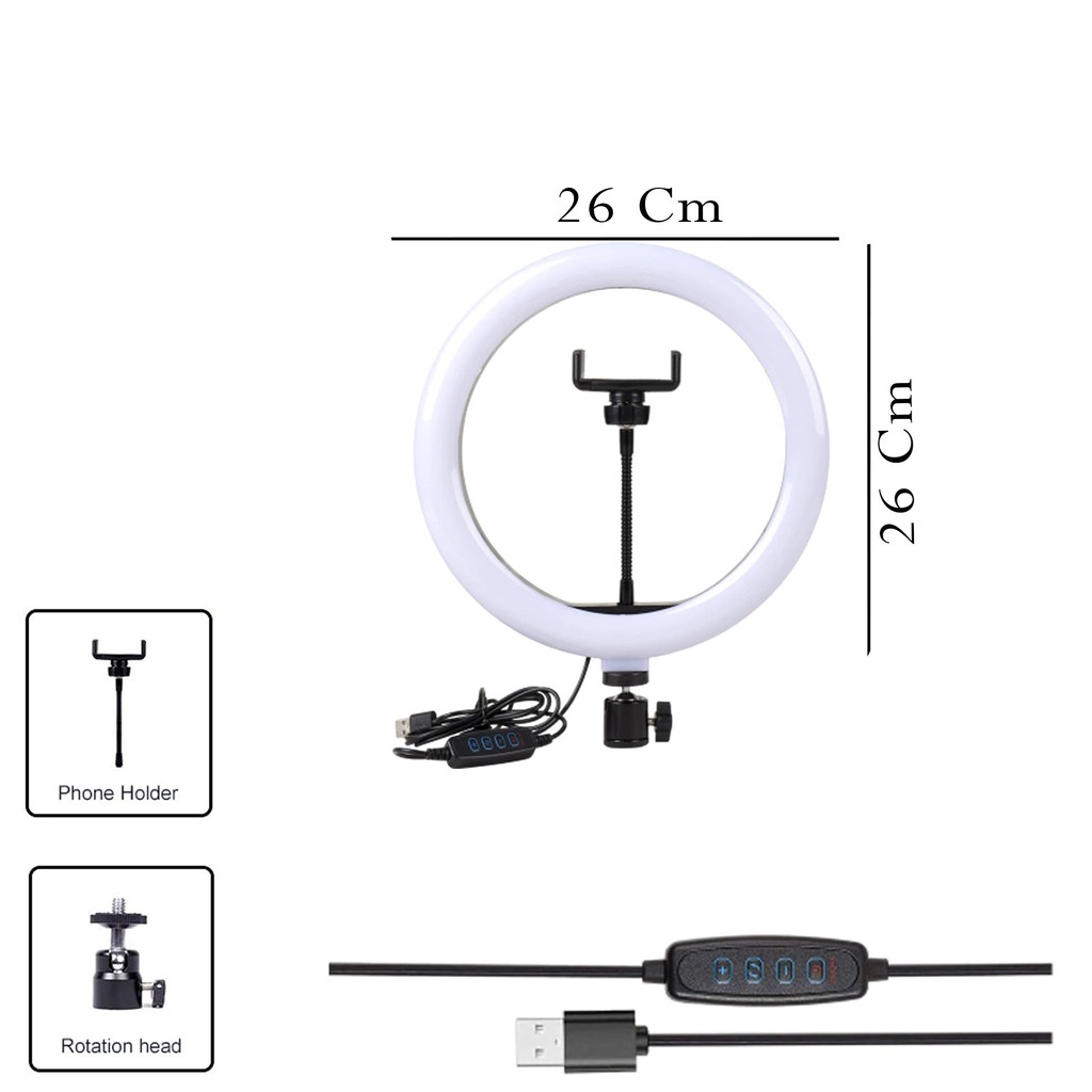 Selfie Lampu Ring Light LED 20 cm | 26 cm | 30 cm/ 32 cm Handphone Holder Stand Table + Tripod Meja