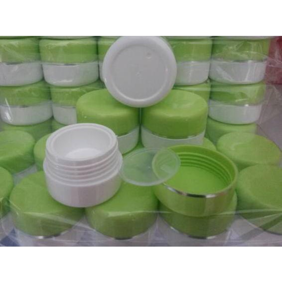 

O19@WT Sale .Pot Wadah Cream 12,5 gram Hijau Stabilo Putih (1 pack isi 25pcs),,.