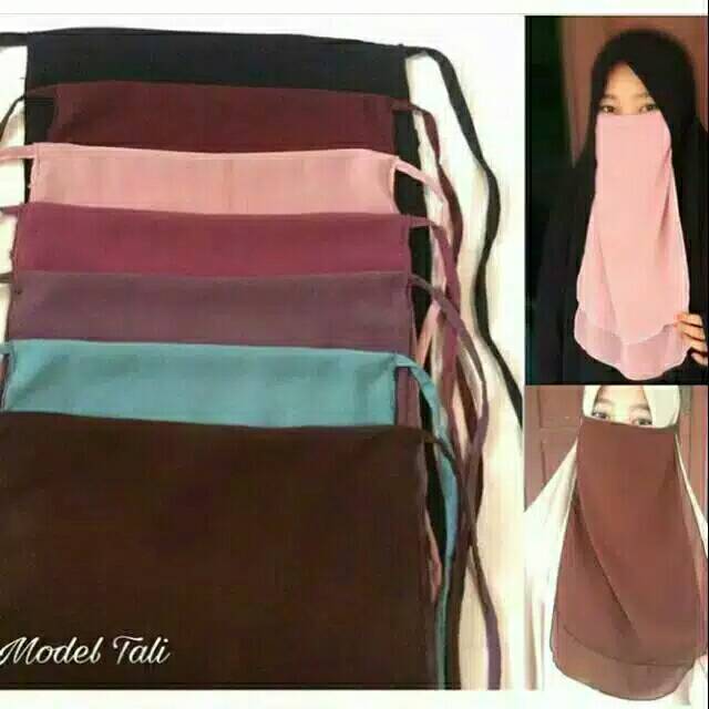 Niqob tali/ cadar biasa dan 2 layer