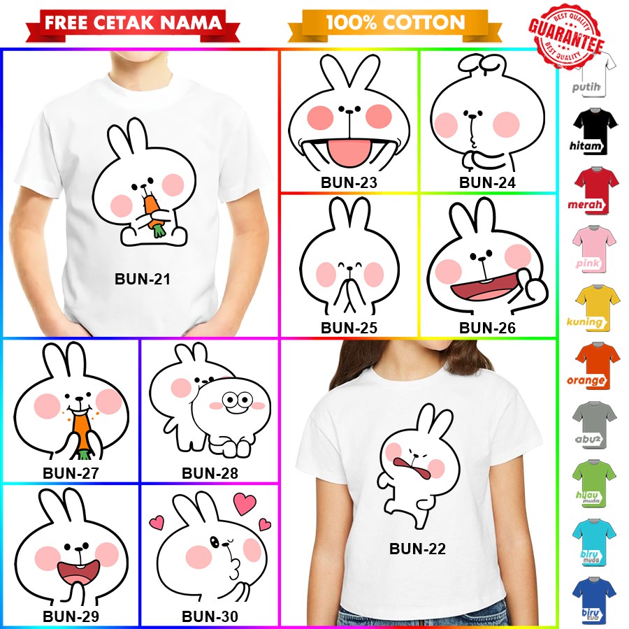 [FREE NAMA!!] Baju Kaos ANAK DAN DEWASA BUNNY KELINCI RABBIT BANYAK MOTIF