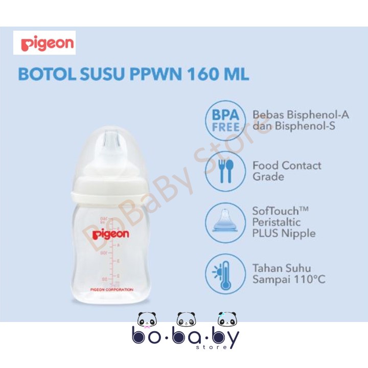 Pigeon Botol Susu Wide Neck Soft Touch Peristaltic Plus160ml