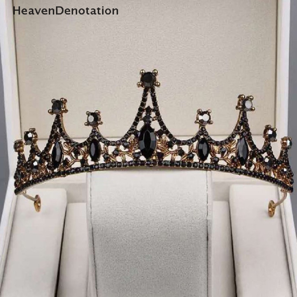 1 Pc Mahkota Kristal Warna Hitam Gaya Retro Untuk Perhiasan Pengantin Pernikahan