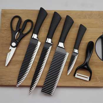 Pisau Dapur Set Pisau 6in1 Pisau Gunting Peeler Pengupas Buah Sayur Daging