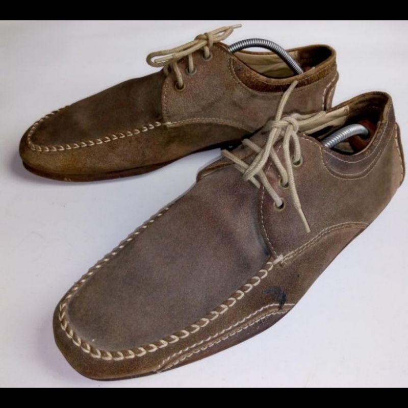 sepatu kulit suede casual kasual merk massimo dutti original