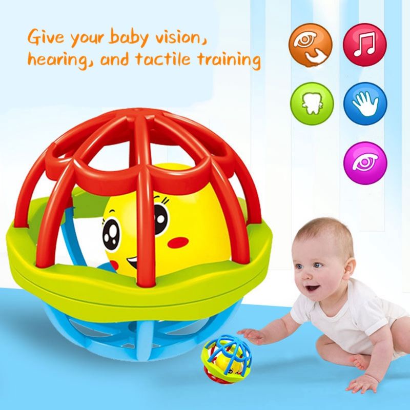 Mainan Edukasi/ Teether Rattle Ball Premium, Elastis, Aman untuk Bayi