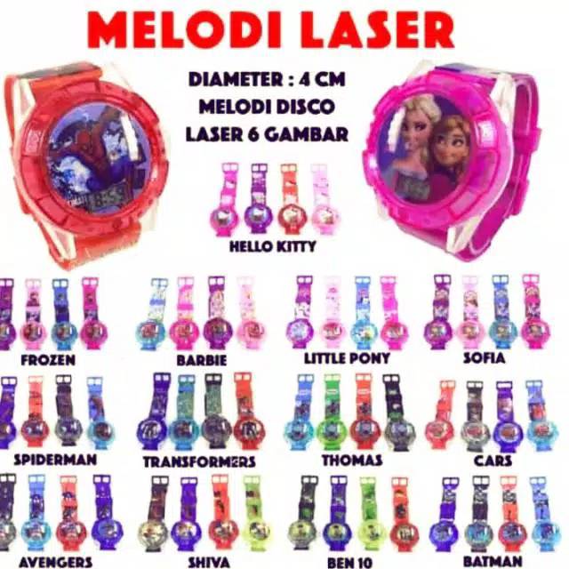 Jam Tangan Anak Laser Melodi Lampu ( Karakter Cewek )