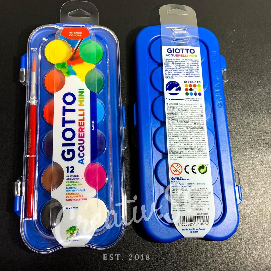 

[7960) Giotto Acquerelli MINI 12 Warna Cat Air 23 mm Padat Giotto