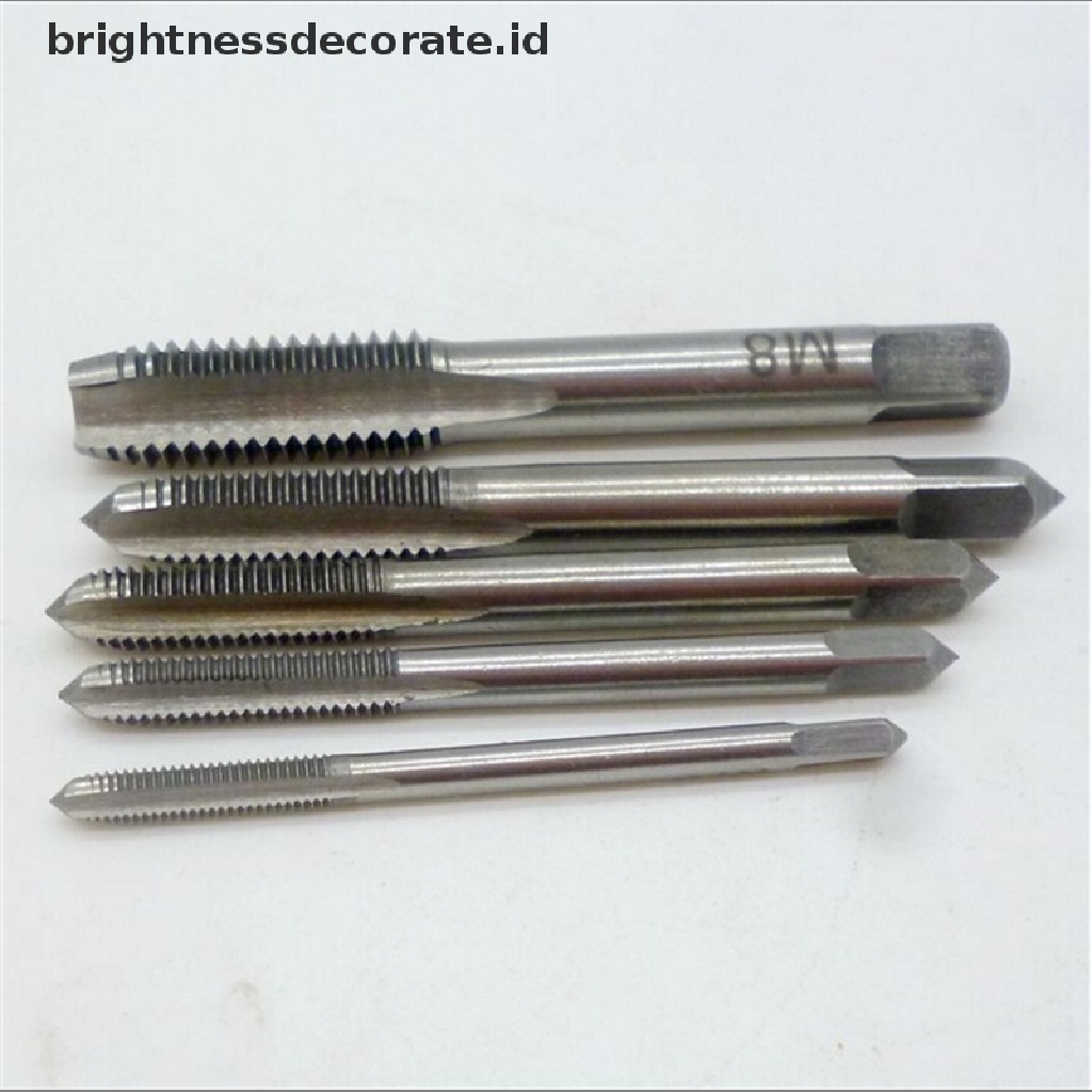 5pcs / Set Alat Tapping Tangan Lurus Flute M3 M4 M5 M6 M8 3mm - 8mm