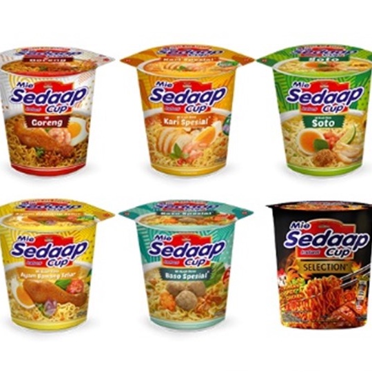 

MIE SEDAAP INSTANT CUP SELECTION,AYAM JERIT,BLEDUK