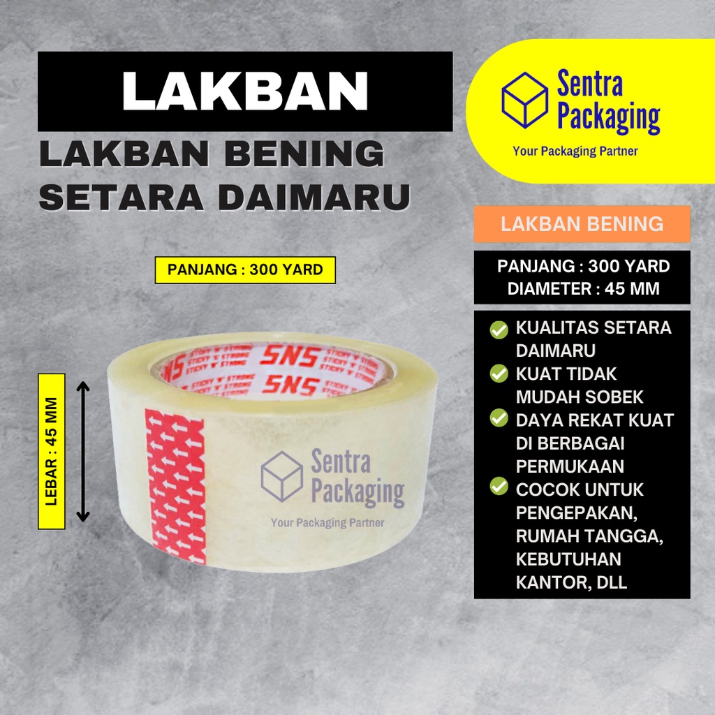 

Lakban Bening 300 Yard x 45MM - SETARA DAIMARU