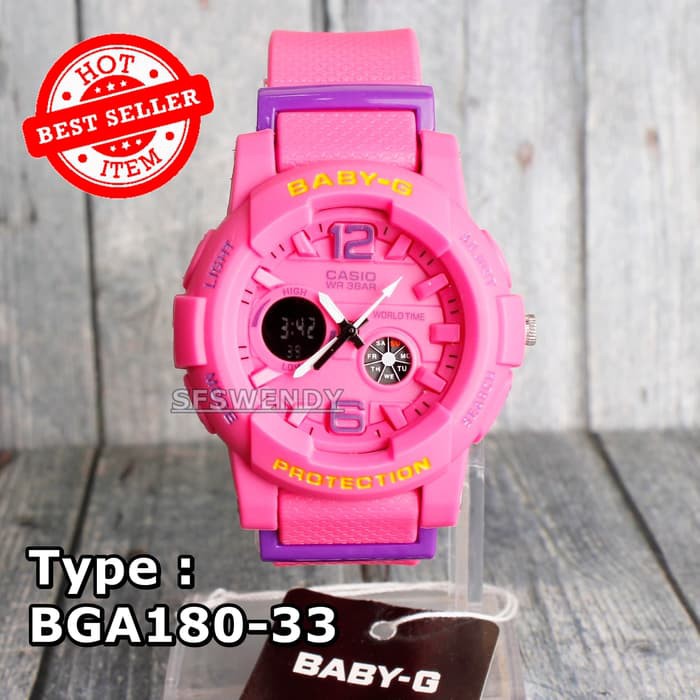 EDISI TERBATAS  Baby-G Shock BGA-180 Pink Jam tangan wanita & anak