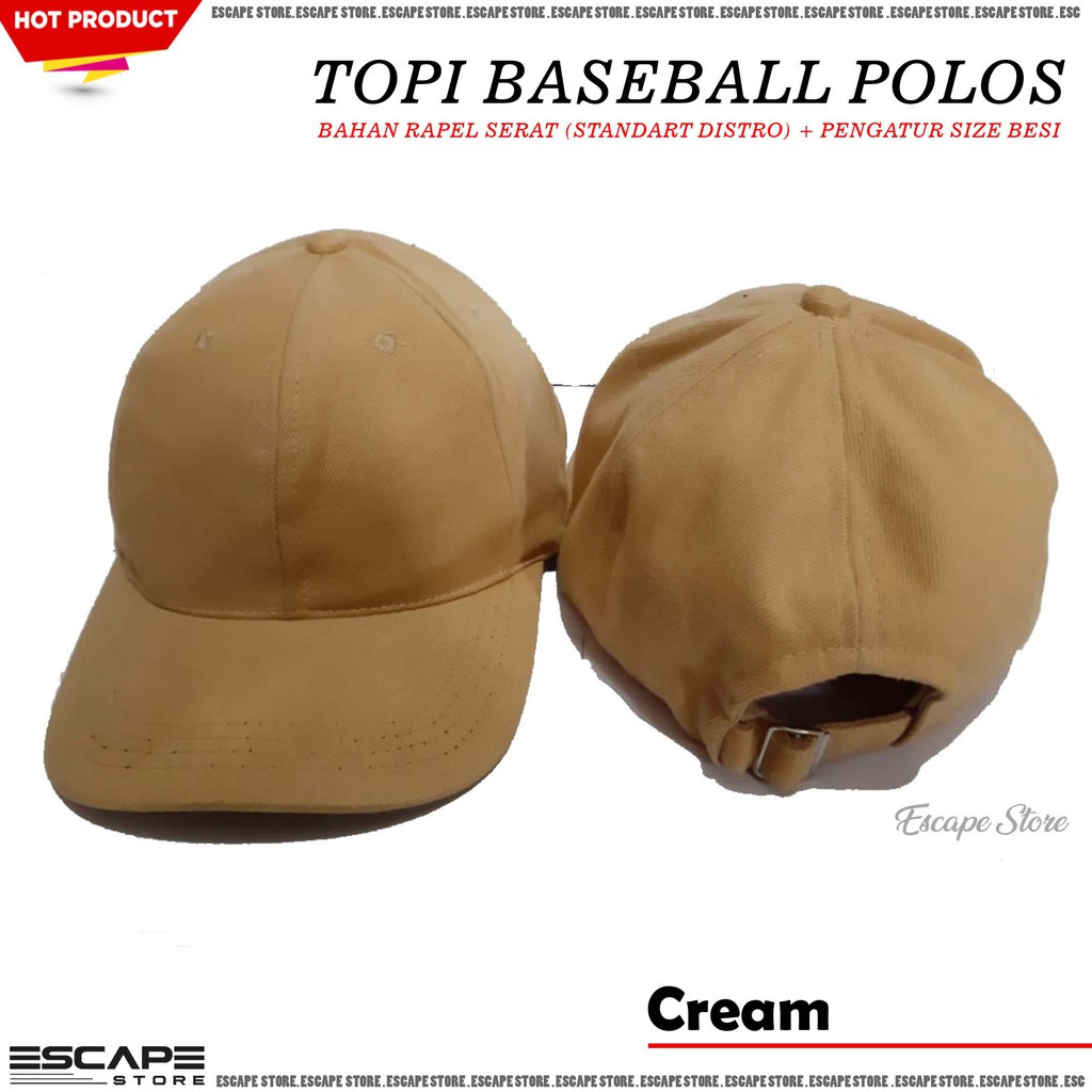 Topi Baseball Polos / Topi Distro Bahan Rafell Beludru - Cream