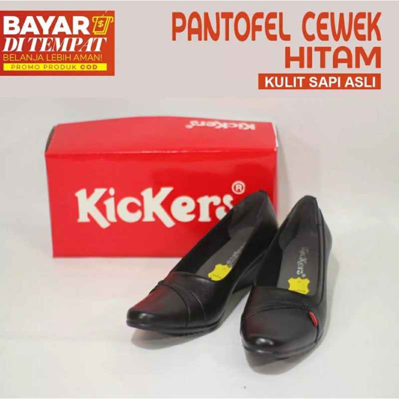 Sepatu kickers - Sepatu Pantofel Wanita Cewe Formal Kerja Kantor Guru Pns 100% Kulit Asli