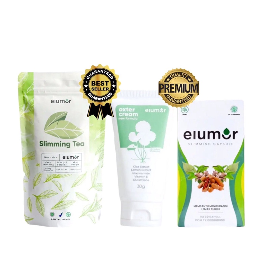 Elumor Oxter Cream Underarm Serum Pemutih Ketiak Area Lipatan / Slimming Teh & Capsule