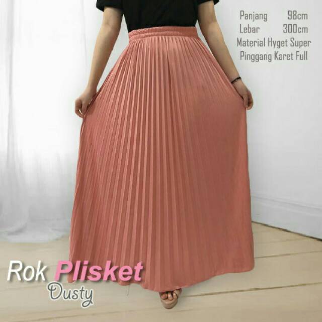 Rok plisket karet pinggang