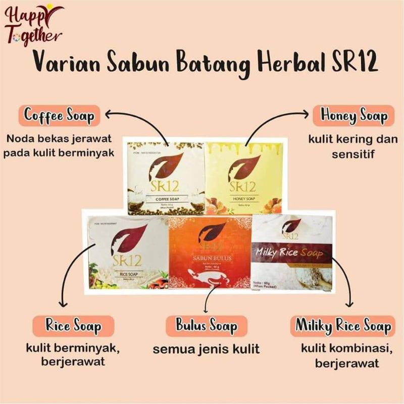 SABUN BATANG SR12/HERBAL SOAP SR12/SABUN KOPI SR12/SABUN BULUS SR12/SABUN RiCE SR12/SABUN MILKY RICE