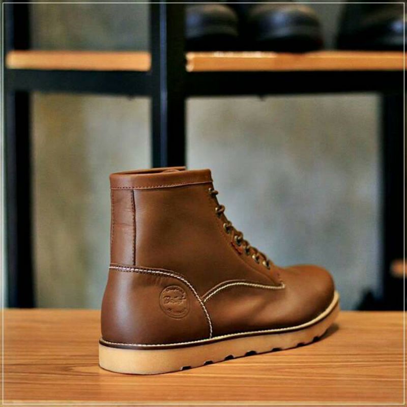 0ANCHOR BROWN - BRADLEY'S FOOTWEAR | Sepatu Kulit Sapi Boots Klasik Pria Kasual