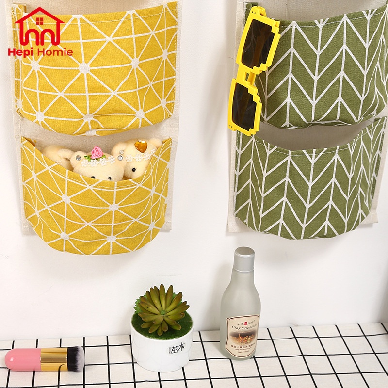 [HH] STORAGE BAG GANTUNG KAIN KANVAS 3 SEKAT / ORGANIZER KOREA DINDING SERBAGUNA