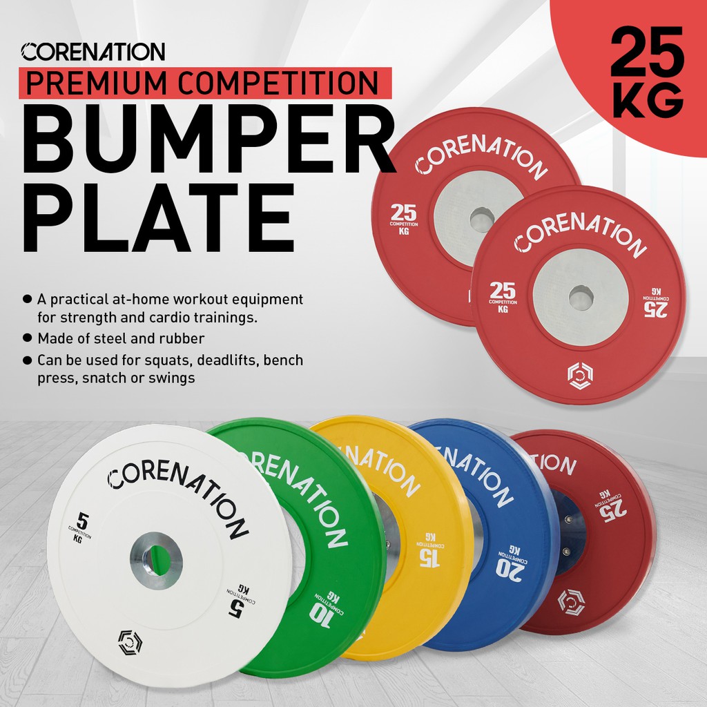 CoreNation Active Premium Competition Bumper Plate - 25kg Red (Pair)