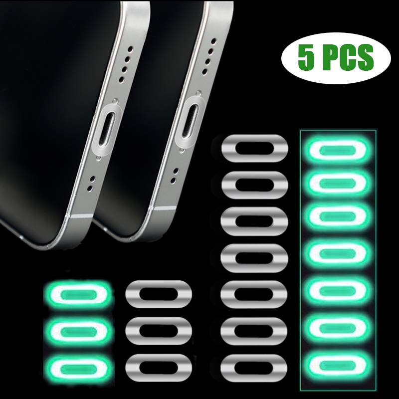 5pcs Luminous Charging Port Film Untuk Antarmuka Tipe-C Charging Port Stiker Pelindung Anti Gores Universal