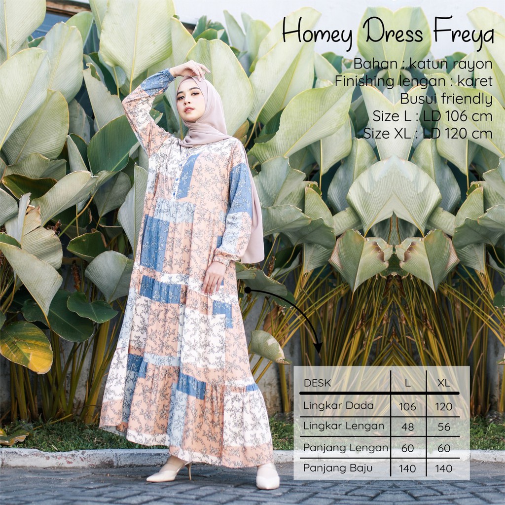 Gamis Dewasa Homey Dress Freya By Dianhijab.id - Bahan Rayon Viscose Premium Gamis Dewasa Luxury Gamis Pengajian Adem Nyaman Dipakai - Bisa COD