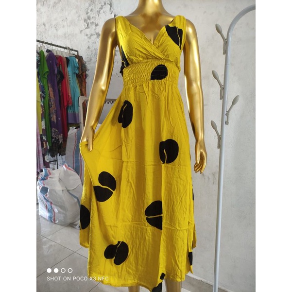 FLORAL LONG DRESS SOVIA / DRESS MOZA MAXI DRESS SUPPORT BUMIL BUSUI BAHAN KATUN RAYON PRINT MOTIF-Kopi yellow