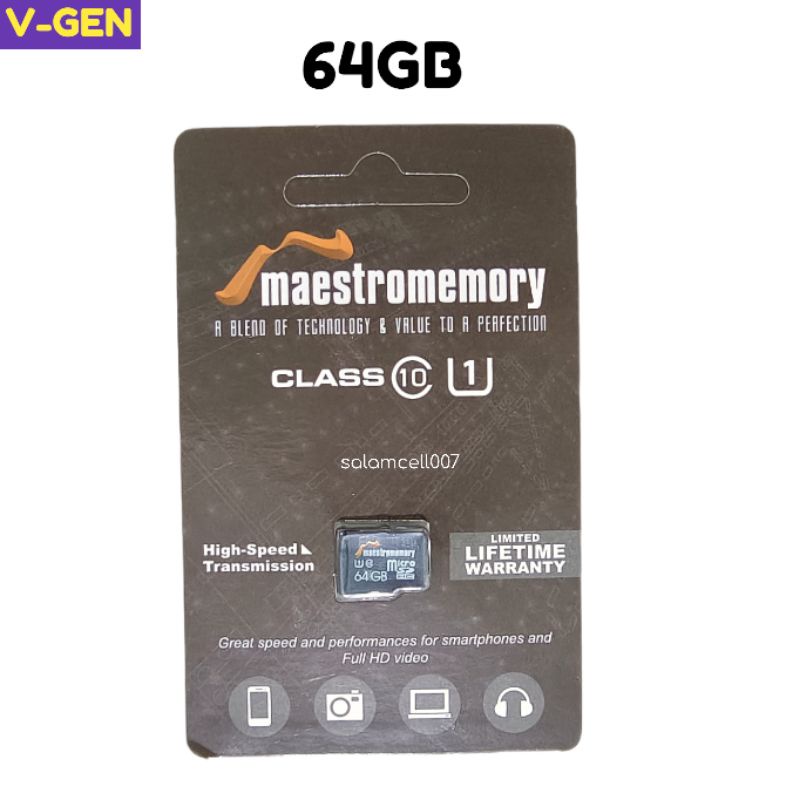 Memory Card MMC Vgen Maestro Clas 10 64GB Original V-Gen Garansi Resmi