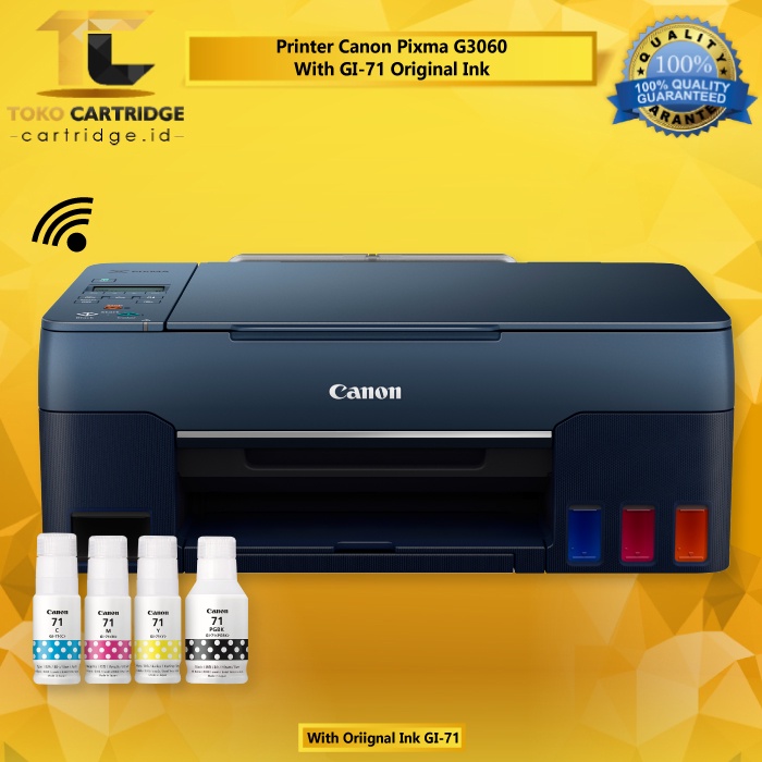 Printer Canon PIXMA Ink Efficient G3060 G 3060 Print Scan Copy Wireless Tinta Canon GI71 GI-71 GI 71