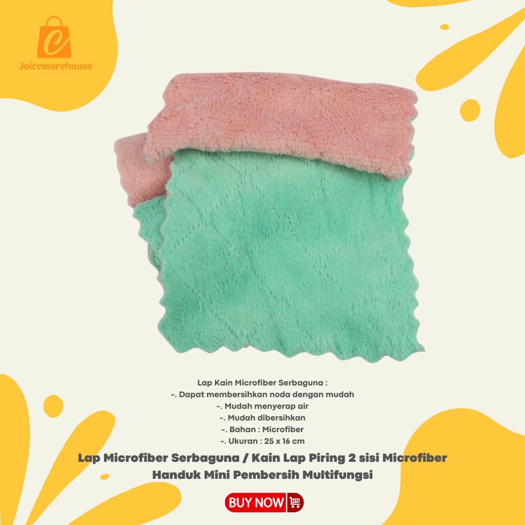 Lap Microfiber Serbaguna / Kain Lap Piring 2 sisi Microfiber / Handuk Mini Pembersih Multifungsi