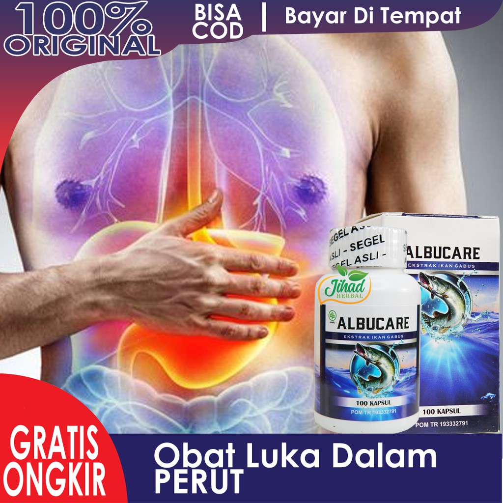 Obat Luka Dalam Perut, Luka Lambung Parah, Tukak Lambung - Albucare Kapsul Ikan Gabus