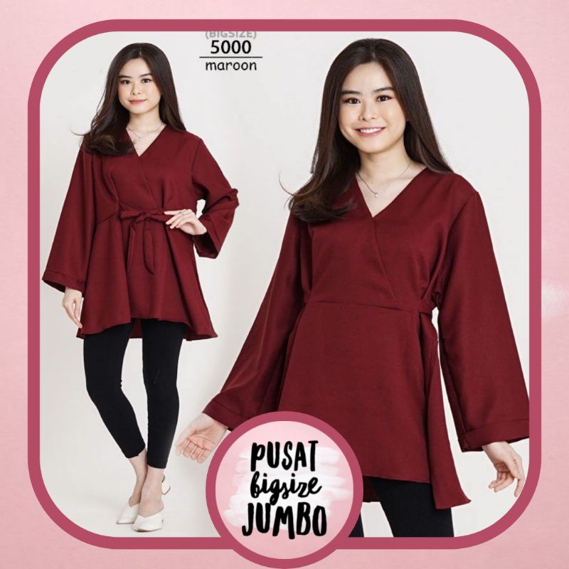 LD 120 - BLOUSE WANITA XXL JUMBO BIGSIZE PLUS SIZE ARMY HITAM MARUN MAROON NAVY AA-5000 marun
