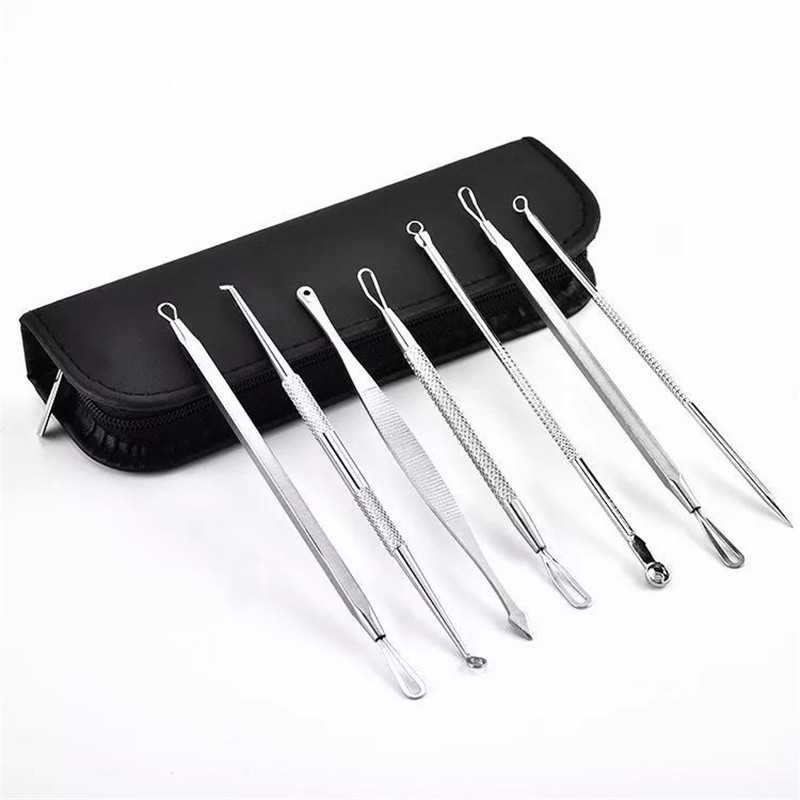 Set Alat Pencet Jerawat Komedo 7 in 1 Pimple Extractor / Perlengkapan Perawatan Wajah Jerawat Komedo Blackhead 7 PCS / Pinset Penghilang Pencabut Komedo Jerawat Kotoran Perawatan Wajah Stainless Steel / Alat Pemencet Jerawat Face Care Murah Original