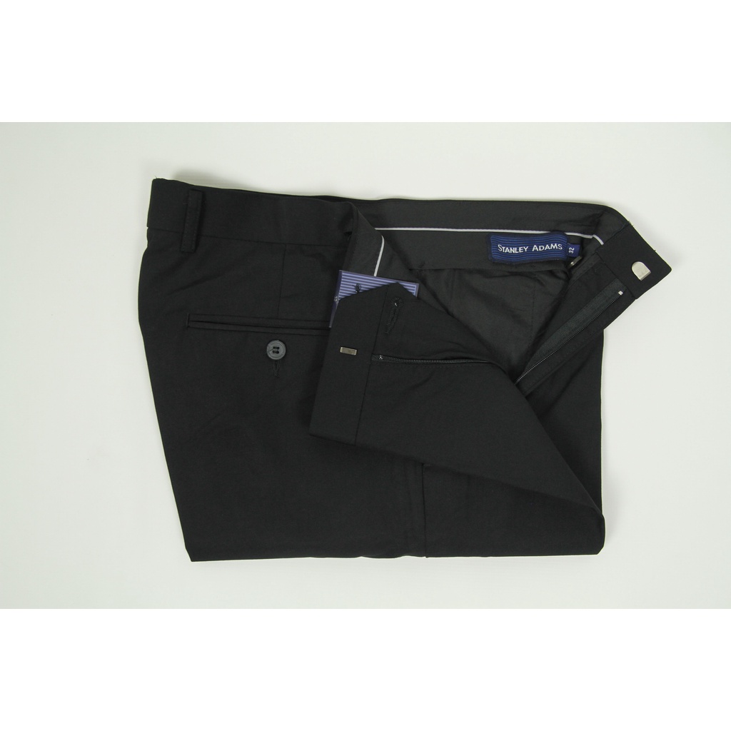 Celana Formal Kerja Kantor Pria STANLEY ADAMS Reguler Hitam Polos | Celana Bahan | Suit Pants | Celana Bahan Big Size